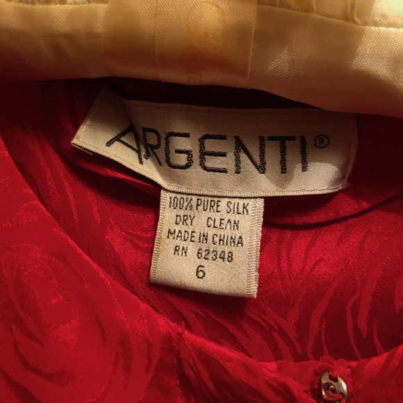 Gorgeous Vintage Argenti Red Silk Dress - Picture 8 of 9